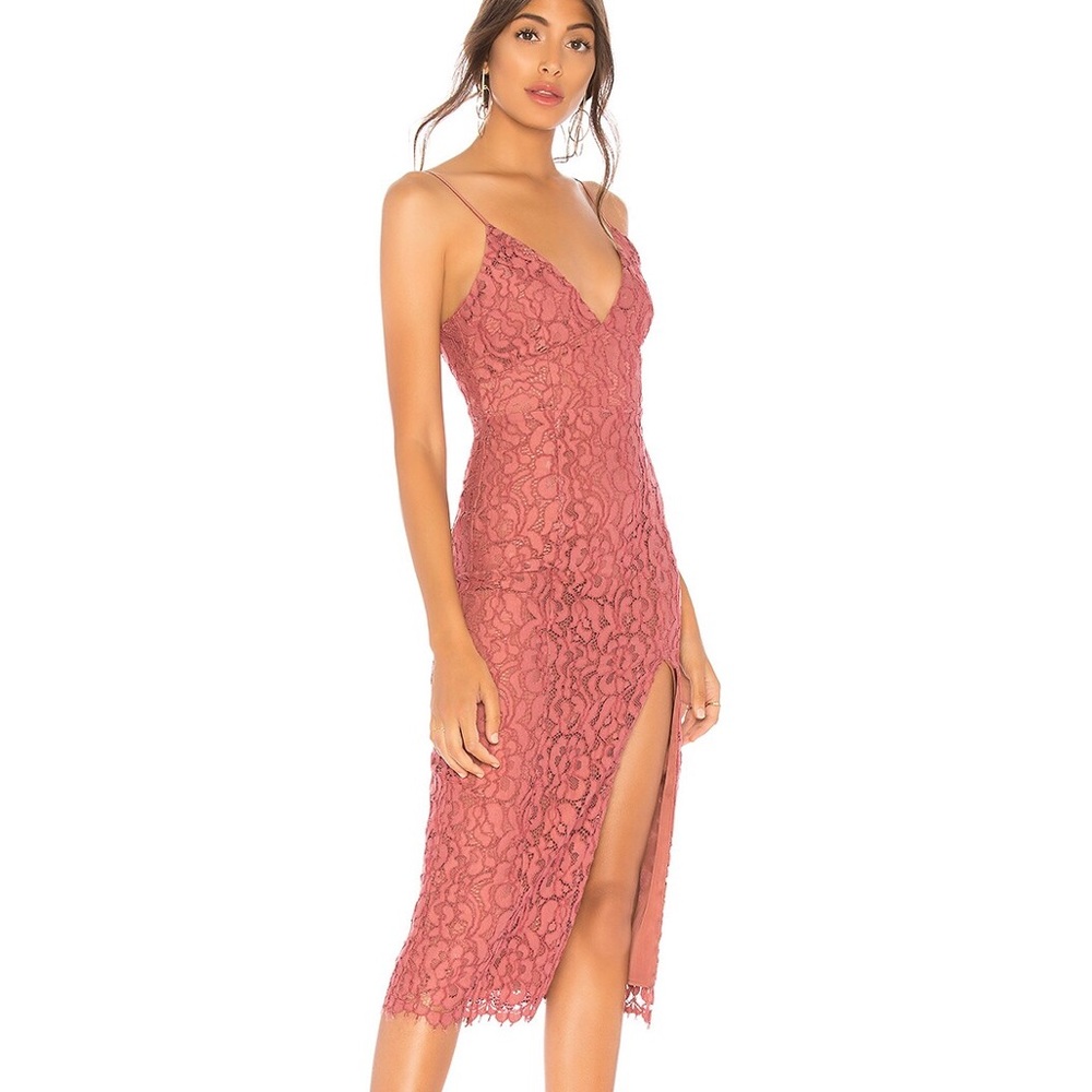 NWT Lovers & Friends Revolve Saba Lace Midi Dress in Mauve Romantic Wedding